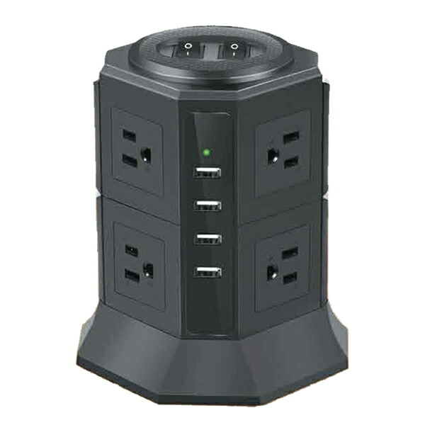 電源タップ タワー型 NKQ-TTAP211 ACタップ OAタップ USBポート AC差込口8個 USBポート4口 マルチタップ コード長1.9ｍ 一括スイッチ 雷サージ テーブルタップ ケーブル 配線すっきり デスク回り オフィス パソコン ［あす楽］の通販は