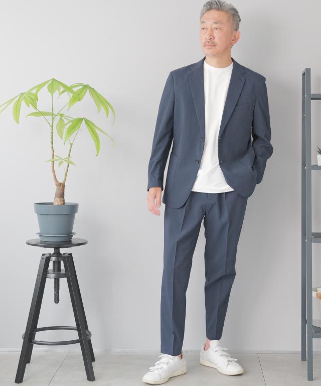 セットアップ メンズ スーツ 春 夏 リネン ライク 洗える