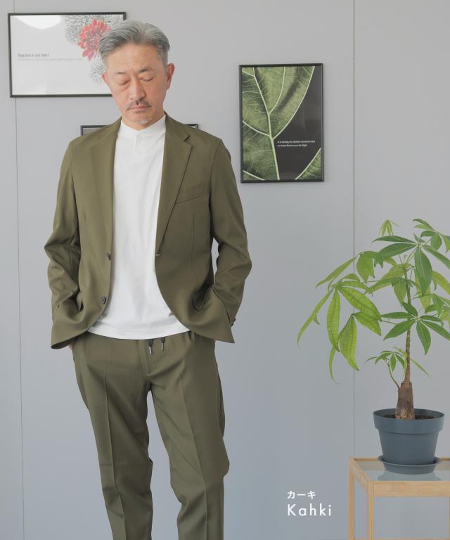 an アン　ストレッチツイード・グリーンセットアップ　s Emilyan セットアップ 「手洗いできるハイストレッチジョー