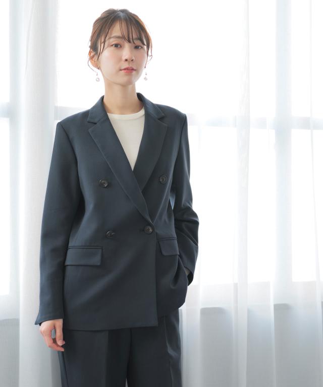 ビジネススーツ レディース パンツスーツ 大きいサイズ オフィス スーツ セットアップ ジャケット 通勤 洗える ワイドパンツ ママスーツ  面接営業リクルート 黒 紺 即日発送 ダブルジャケット ビジネス セレモニースーツ  20代 30代 40代_9