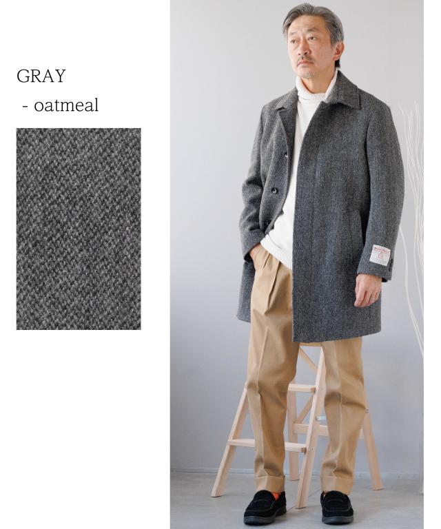 ハリスツイード コート メンズ ステンカラー harris tweed ツィード