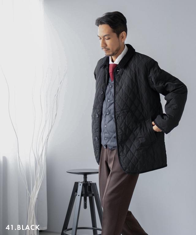 ステンカラーコート メンズ ビジネス キルティング 洗える ハーフ