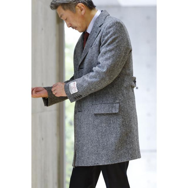メンズ ハリスツイード オーバー チェスターコート ハリスツイード