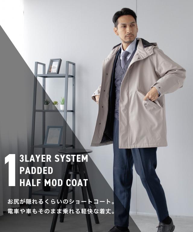 ハーフコート メンズ ビジネス モッズコート 中綿 撥水 防風 メンズコート 20代 30代 40代 50代 春 秋 冬 軽量 軽い あったか_3