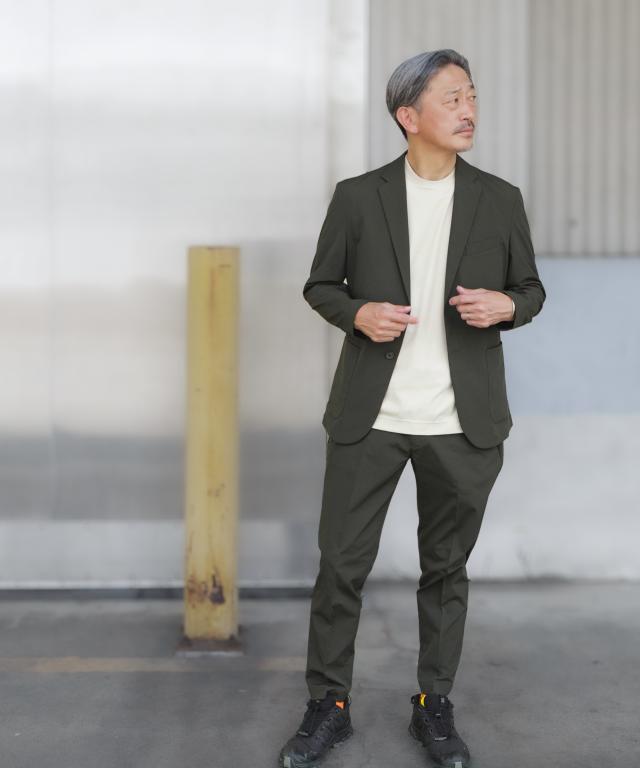 セットアップ メンズ スーツ 撥水 ストレッチ 軽量 ブランド AWC オールシーズン 伸びる カジュアルスーツ テーラード 上下セット 涼しい 洗える ウォッシャブル ウエストゴム オフィスカジュアル ギャバジン 20代 30代 40代 50代 ブラック 黒 カーキ グリーン セットアップ メンズ スーツ 撥水 ストレッチ 軽量 ブランド AWC