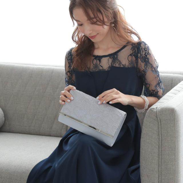 パーティードレス 結婚式 お呼ばれ ワンピース ドレス 袖あり ロング 長袖 レース フォーマルワンピース ミモレ丈 体型 二の腕カバー パーティドレス レディース 二次会 成人式 同窓会 M L 謝恩会 発表会 演奏会 秋_4