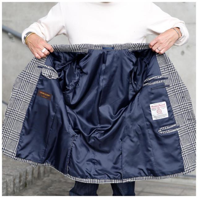 ハリスツイード ネイビーヘリンボーン シリアルナンバータグ シングル