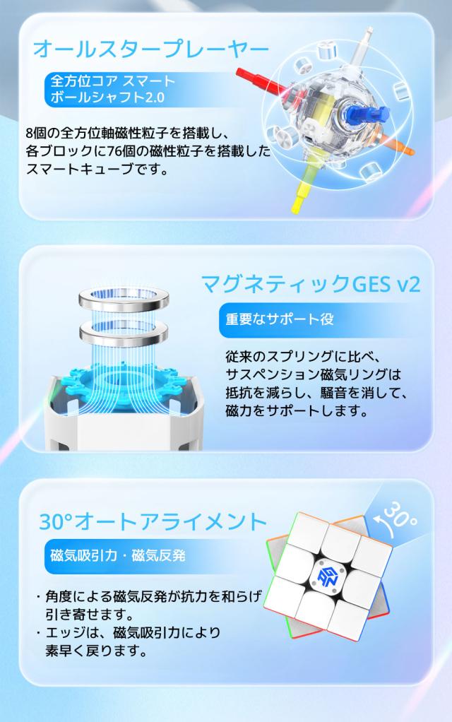 【3か月保証】GAN12 ui Maglev -Powerpod  ガンキューブ 3×3キューブ ステッカーレス スピードキューブ マグネットキューブ 磁気浮上 公式 正規 フラッグシップ 磁石 マグネット内臓_5