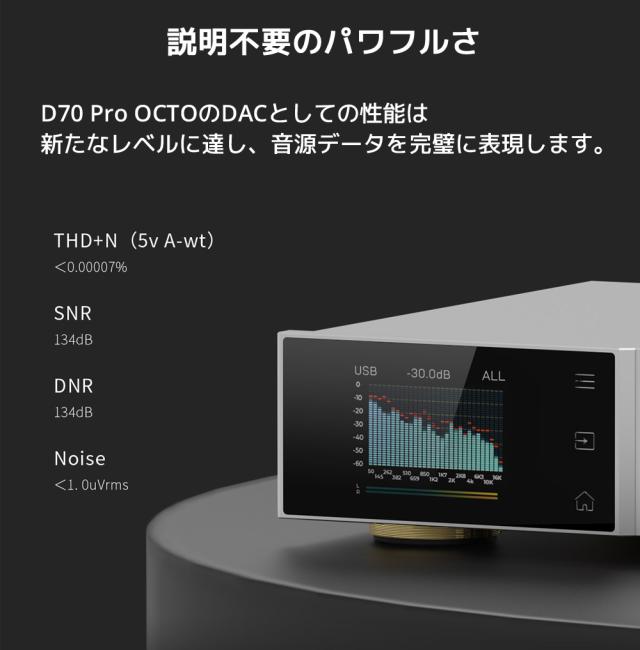 1年保証 Topping D70 Pro OCTO HIFI DAC トッピング ハイレゾ CS43198×8 Bluetooth5.1 LDAC対応 COAX OPT 同軸 光 入力 RCA XLR 出力 ダック DAコンバーター プリアンプ アンプ オーディオ 高音質 おすすめ 人気 オーディオ カラーディスプレイ_5