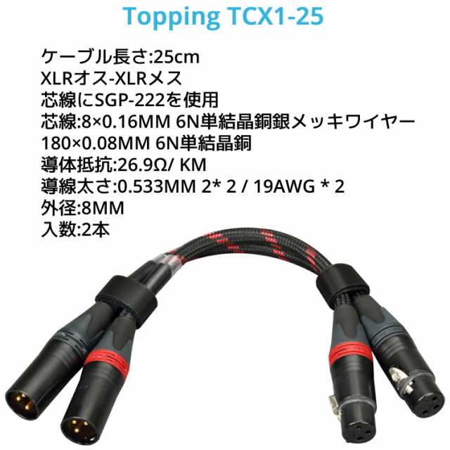Topping XLR バランスケーブル 25cm XLRオス - XLRメス