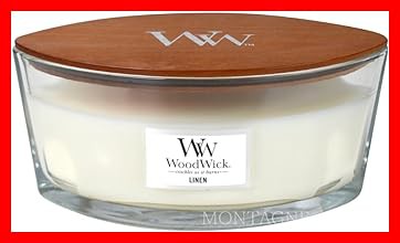 WoodWick ハースウィック Lサイズ 心地よい音を奏でる灯りと香り (リネン)