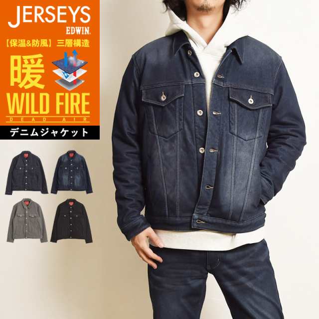 【SALE／10%OFF】EDWIN エドウィン ジャージーズ WILD FIRE デッドエア デニムジャケット ET1127 メンズ 暖 暖かい 防風 ジージャン Gジ