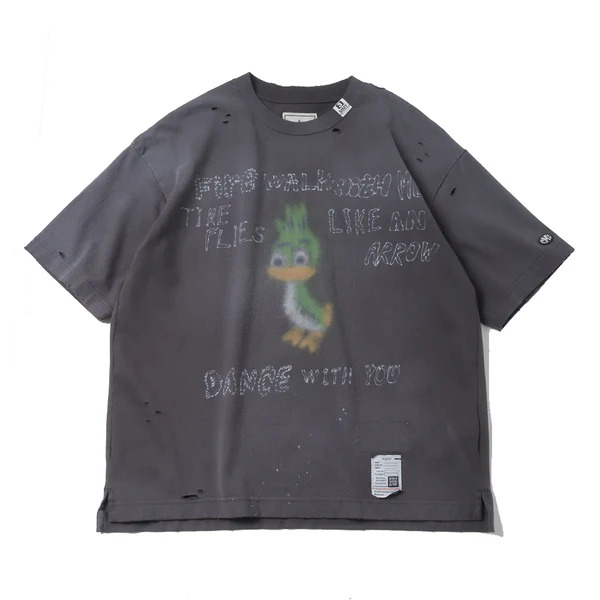 【Maison MIHARA YASUHIRO/メゾン ミハラヤスヒロ】LEON Printed Distressed T-shirt ディストーテッド ロゴ Tシャツ・J14TS752