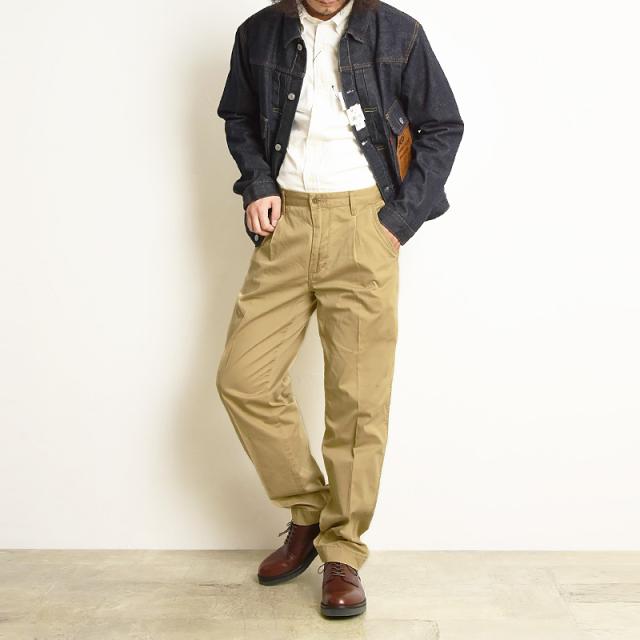 EDWIN エドウィン KHAKI TROUSERS CHINO タックテーパード テーパード トラウザーパンツ チノパン カラーパンツ K0705_2