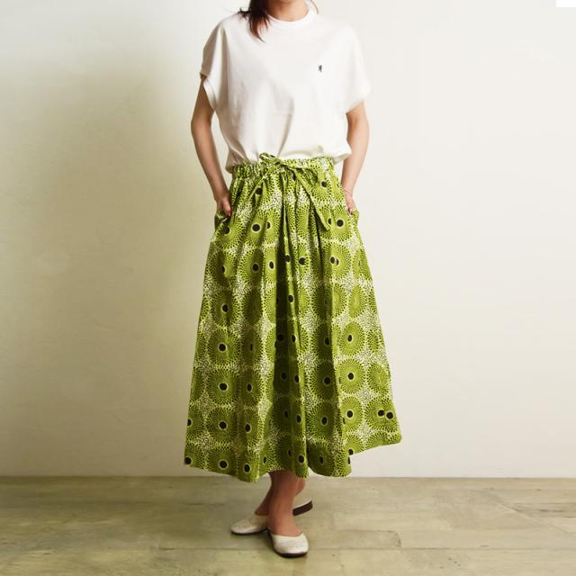 2025春夏新作 ル グラジック LE GLAZIK バティックプリント タック　ギャザー スカート レディース ロング 柄 LG-F0076BTK 2025春夏新作 ル グラジック LE GLAZIK バティックプリント タック