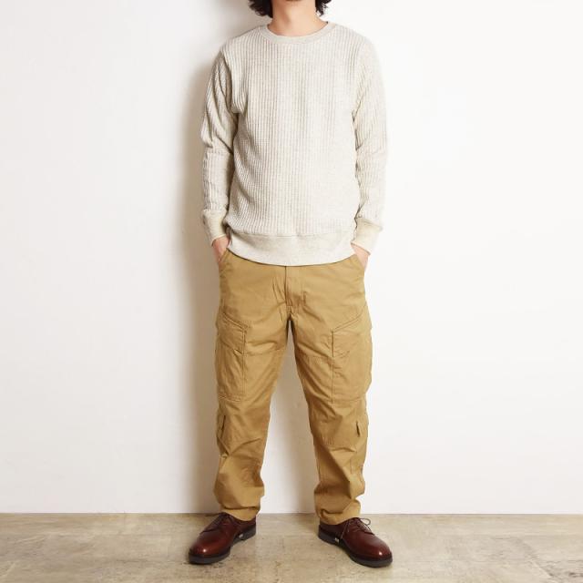 ジェーイーモーガン J.E.MORGAN ビッグワッフル ワッフル 無地 クルーネック カットソー 長袖 ロンT スウェット メンズ サーマル 厚手 カジュアル jemorgan JB001-52C