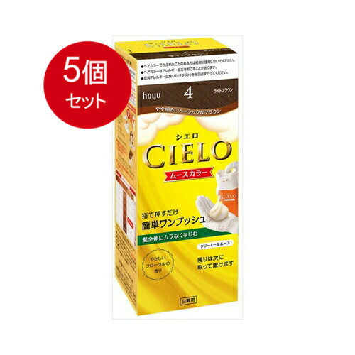 【5個まとめ買い】 ホーユー シエロ ムースカラー 4 (ライトブラウン) 1剤50g+2剤50g [医薬部外品] 送料無料 × 5個セット