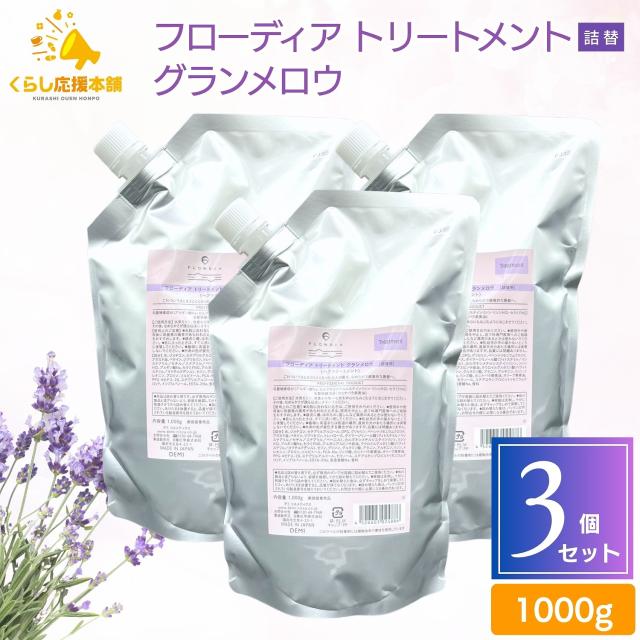 3個セット  デミコスメティクス フローディア トリートメント グランメロウ 1000g 詰替え レフィル デミ エイジング 太毛 硬毛 ごわつき 毛髪補修