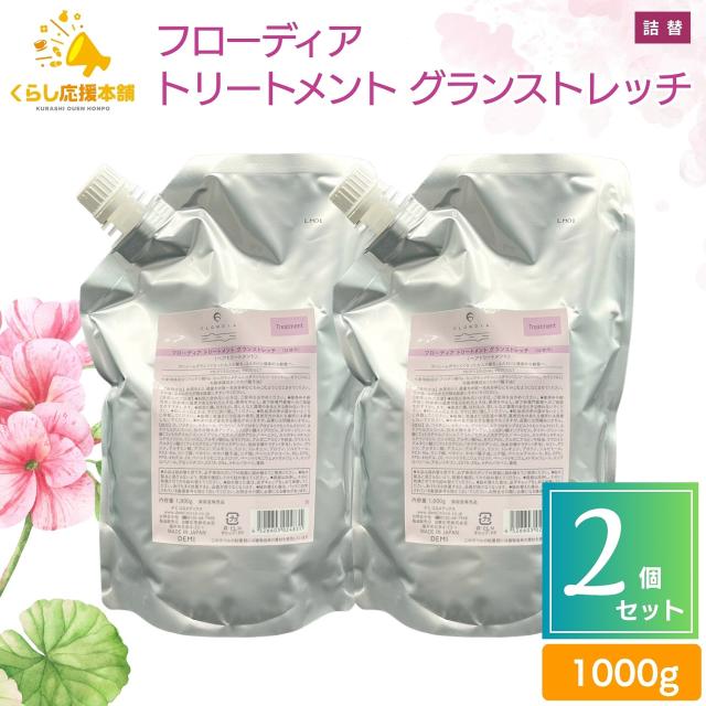 2個セット  デミコスメティクス フローディア トリートメント グランストレッチ 1000g レフィル 詰替え デミ 細毛 軟毛 ボリューム 弾力 エイジング 毛髪補修 艶髪 シャンプー