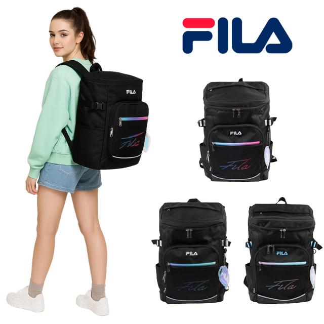 【FILA】リュック 大容量 通学 レディース メンズ リュックサック 女の子 スクール バックパック 30L デイパック 黒 シンプル FILA フィラ 7852 リコル オーロラ チャーム付き