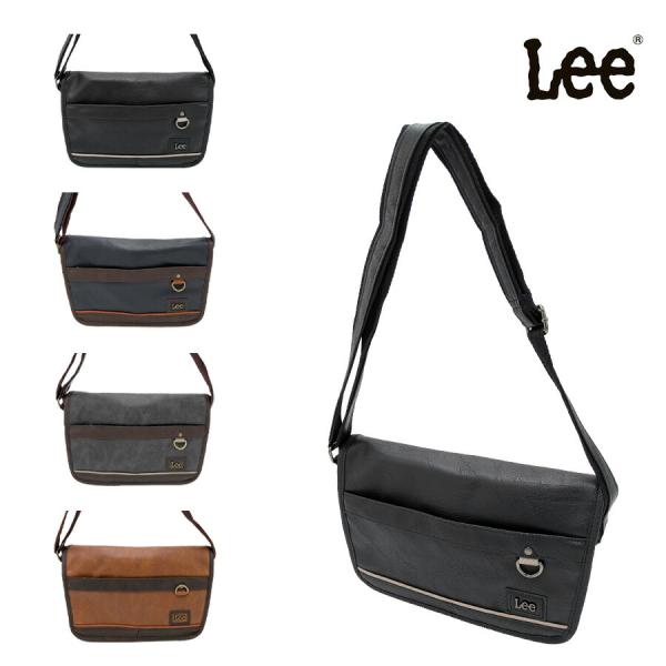 Lee 320-3152 かぶせショルダーバッグ 斜め掛け 鞄 カバン かばん バッグ 普段使い お出かけ 使いやすい カジュアル 合皮 メンズ プレゼント ギフト ブラック
