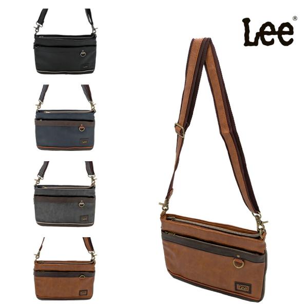 Lee 320-3153 拡張ショルダーバッグ 斜め掛け 鞄 カバン かばん バッグ 普段使い お出かけ 使いやすい カジュアル 合皮 メンズ プレゼント ギフト ブラック