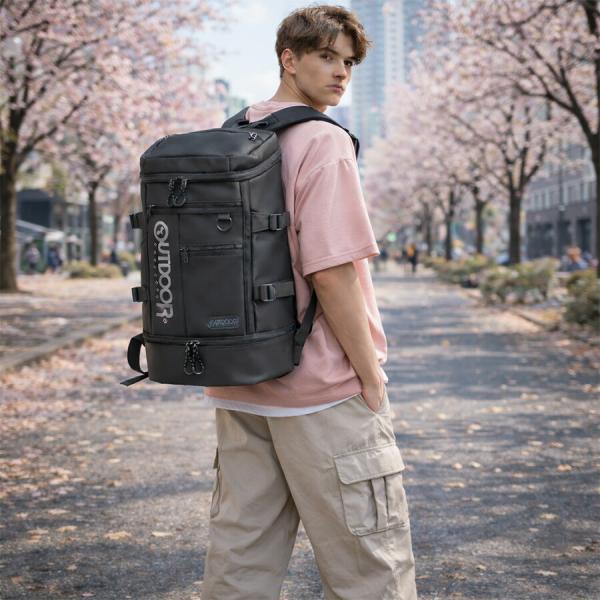 outdoorproducts リュック 大容量 PU 2層ボックスリュック 32L リュックサック バックパック 通学 通勤 普段使い 男女兼用 ギフト プレゼント ブラック oda111_2