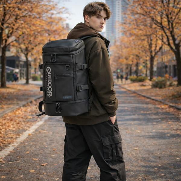 outdoorproducts リュック 大容量 PU 2層ボックスリュック 32L リュックサック バックパック 通学 通勤 普段使い 男女兼用 ギフト プレゼント ブラック oda111_4