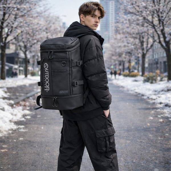 outdoorproducts リュック 大容量 PU 2層ボックスリュック 32L リュックサック バックパック 通学 通勤 普段使い 男女兼用 ギフト プレゼント ブラック oda111_5