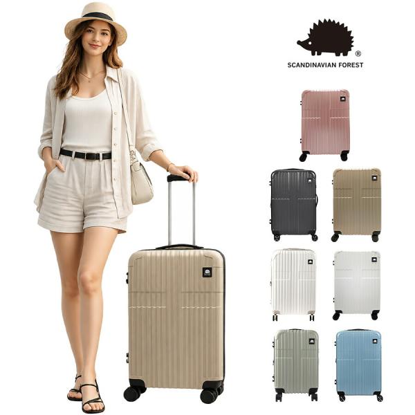 SCANDINAVIAN FOREST キャリーケース 61-66L Mサイズ 大容量 拡張 スーツケース 4-7泊 宿泊 旅行 シンプル レディース ギフト プレゼント ピンク sfrs2402-m