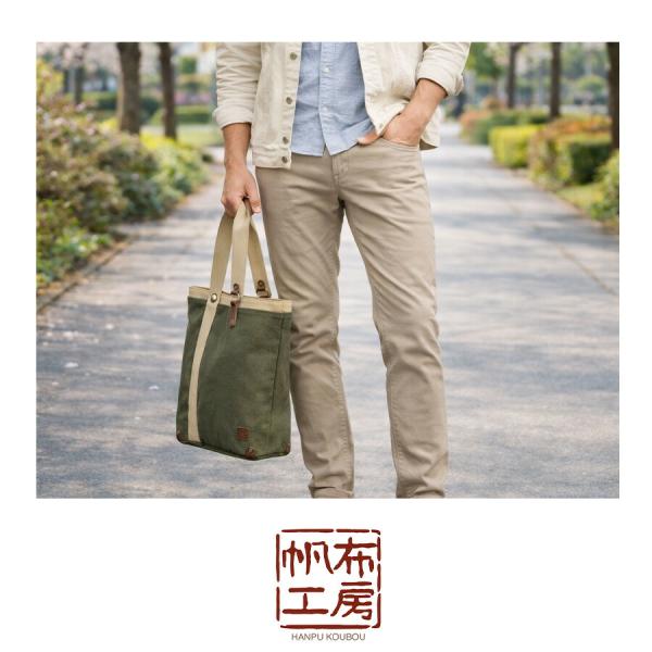 帆布工房 LAYERED 多機能トートバッグ トートバック トート 大容量 肩掛け 日本製 シンプル メンズ レディース 男女兼用 ギフト プレゼント カーキ 3j40_2