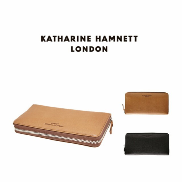 【SNSで話題のレザーケアクリームプレゼント中！】【KATHARINE HAMNETT LONDON】キャサリンハムネットロンドン ラウンドファスナー 長財