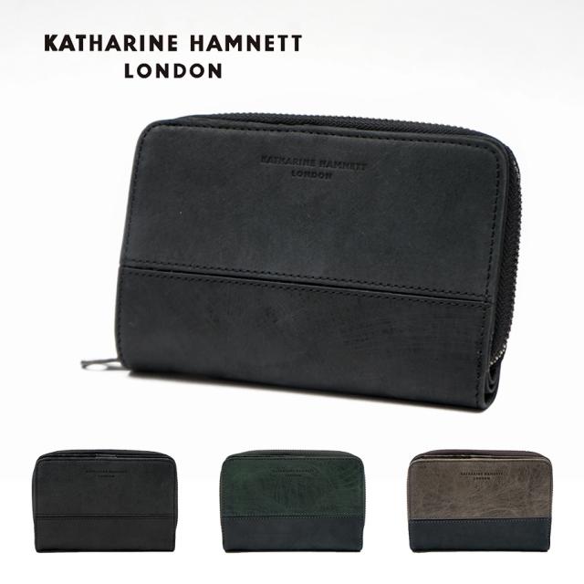 【SNSで話題のレザーケアクリームプレゼント中！】【KATHARINE HAMNETT】490-50601 二つ折り財布 SCRUB ウォレット 財布 さいふ サイフ 折り財布 普段使い キャサリンハムネット かっこいい おしゃれ お出かけ メンズ 天然皮革 collonil コロニル