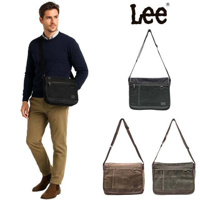 【Lee】320-04034 パラフィン かぶせショルダー メンズ バッグ 鞄 カバン かばん 斜め掛け シンプル リー ブラック チョコ カーキ 使いやすい 普段使い プレゼント ギフト おしゃれ