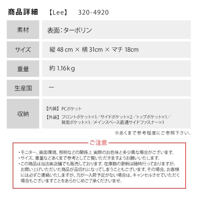 Lee リー デイパック リュック 320-4920 スクール 学生 メンズ レディース  通学 通塾 学校  鞄 人気 使いやすい_11
