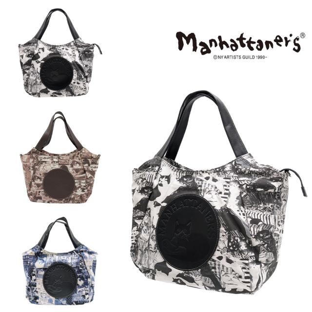【Manhattaners】71-2491 ムーン 2WAYトートバッグ レディース かばん 斜め掛け 手持ち ブラック 使いやすい 普段使い 猫 おしゃれ ギフト 母の日