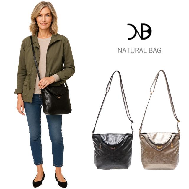 【当店オリジナルエコバッグプレゼント中！】【NATURALBAG】ナチュラルバッグ 合成皮革 ショルダー 日本製 5685 ショルダー バッグ 鞄 使いやすい 普段使い レディース 人気 オシャレ  シンプル カジュアル ギフト プレゼント スクラッチブラック スクラッチブロンズ