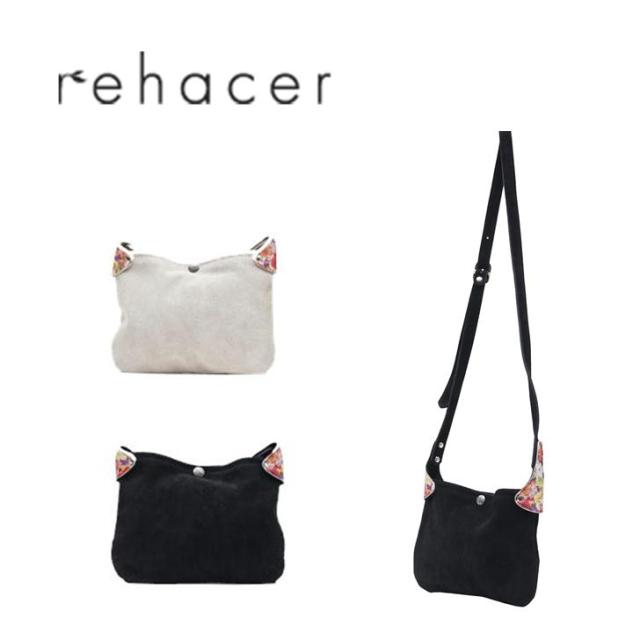 【レターパック配送/日時指定不可】rehacer　レアセル　サコッシュ　ショルダーバッグ　01200800004　Re-06　斜め掛け　花柄　メンズ　レディース　おしゃれ　牛革スエード　スエードレザー　高級　人気　正規品　プレゼント