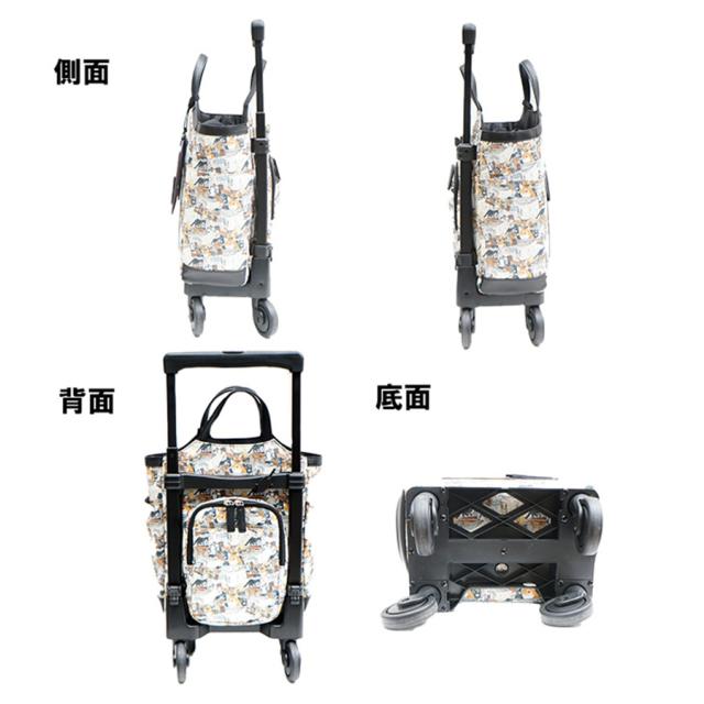 【SWANY】 スワニー マンハッタナーズコラボ D-627 M18 キャリーバッグ 12L 17Ｌ ポーチ付き 4輪ストッパー 75ミリ T2ダストガードキャスター お買い物キャリー 母の日 敬老の日 プレゼント ねこ 猫好き 窓辺でしんみり 6匹のリストランテ2 Manhattaner’ｓ_8