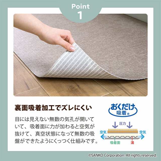 拭ける キッチンマット60×240cm ズレない 吸着 撥水 床暖房対応