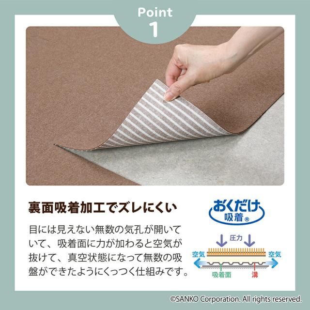 タイルカーペット ジョイントマット ズレない 洗える 撥水 バリアフリータイルマット 40枚入  30×30cm/厚み3mm サンコー 日本製_2