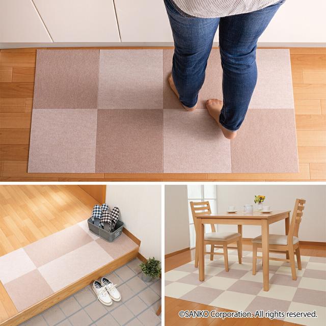 タイルカーペット ジョイントマット ズレない 洗える 撥水 バリアフリータイルマット 40枚入  30×30cm/厚み3mm サンコー 日本製_11