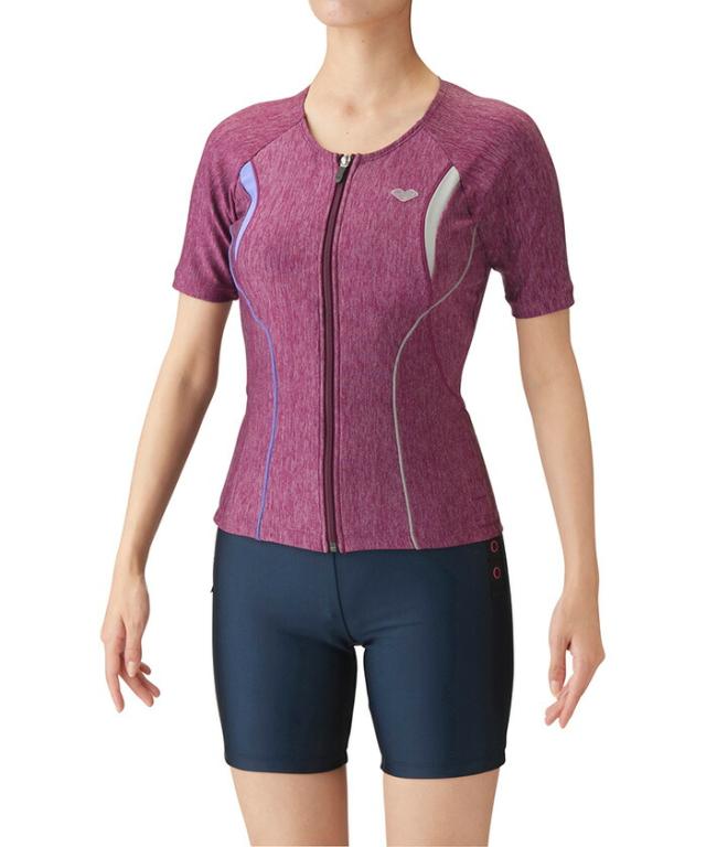 アリーナ 大きめカラースナップ付きセパレ　ーツ（差し込みフィットパッド ウエルネス アクアビクス水着 LAR-3242WE-MPPPの通販は