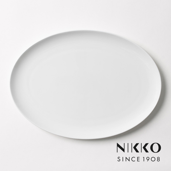 柳宗理ボーンチャイナシリーズ 32cmプラター ニッコー NIKKO Sori Yanagi 〈1890Y-4132〉 食器 皿 楕円皿 メイン クープタイプ カレー パスタ オードブル パーティー用 白 陶器 おしゃれ