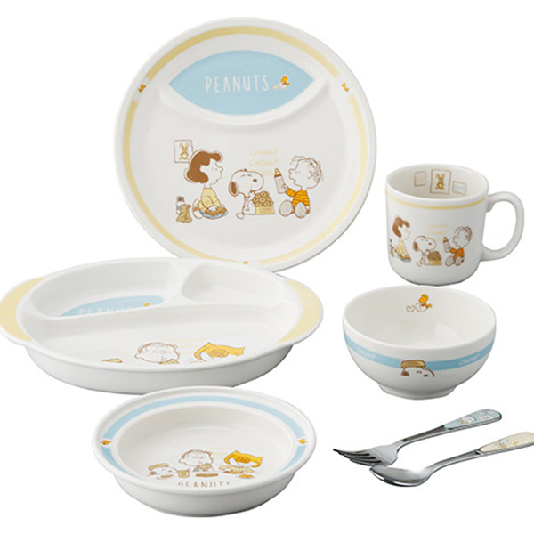 スヌーピー ベビー 子ども用食器 ベビー食器 7ピースセット 〈SN1700-116〉 離乳食 食器セット ランチプレート 仕切り皿 マグ ごはん茶碗 おやつ皿 フォーク スプーン_1