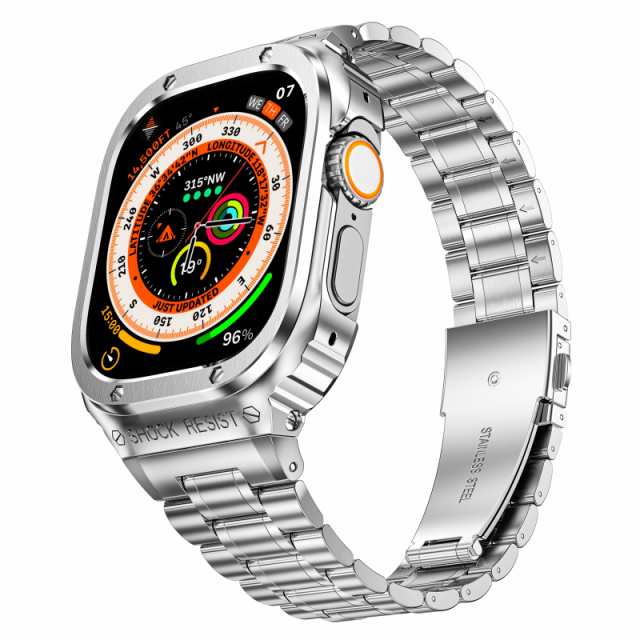 アップルウォッチウルトラ黒カバーベルトApple Watch ステンレス49mm