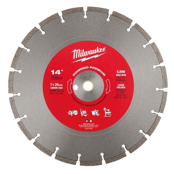 ミルウォーキー 49-93-7940 14インチ(356mm) ダイヤモンドブレード (プレミアムセグメント型) MILWAUKEE