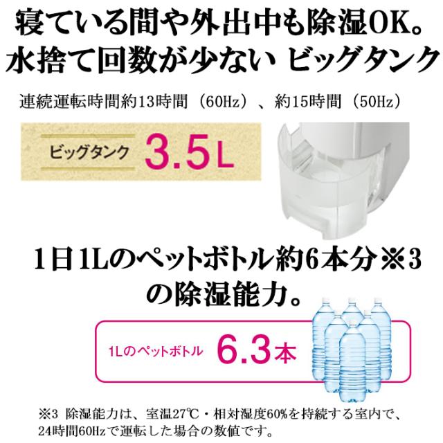 コロナ CD-P6326-W 衣類乾燥除湿機 Pシリーズ 除湿量1日6.3L(50Hzは5.6