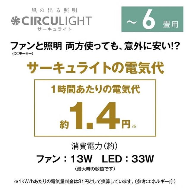 ドウシシャ DCC-SW06EC CIRCULIGHT サーキュライト EZシリーズ スイングモデル 6畳用 シーリングファンライト 調光調色 リモコン付 簡単取付 風の出る照明 DOSHISHA
