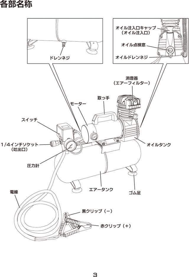 ナカトミ DCP-12BC 12V・DCエアーコンプレッサー NAKATOMI (代引不可) (法人限定)_3
